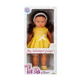 Papusa Tina in tinuta de petrecere, Dollz And More, cu rochie galbena, 45 cm