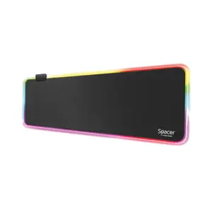 Mouse Pad Gaming RGB Spacer, cauciuc si material textil (Negru)