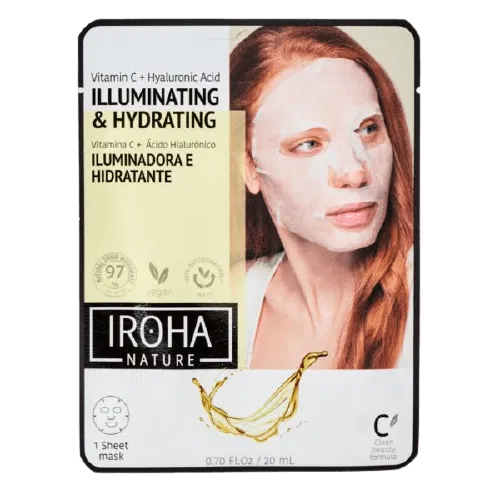Masca cu efect de luminozitate pentru fata pe suport textil, 23 ml, Iroha