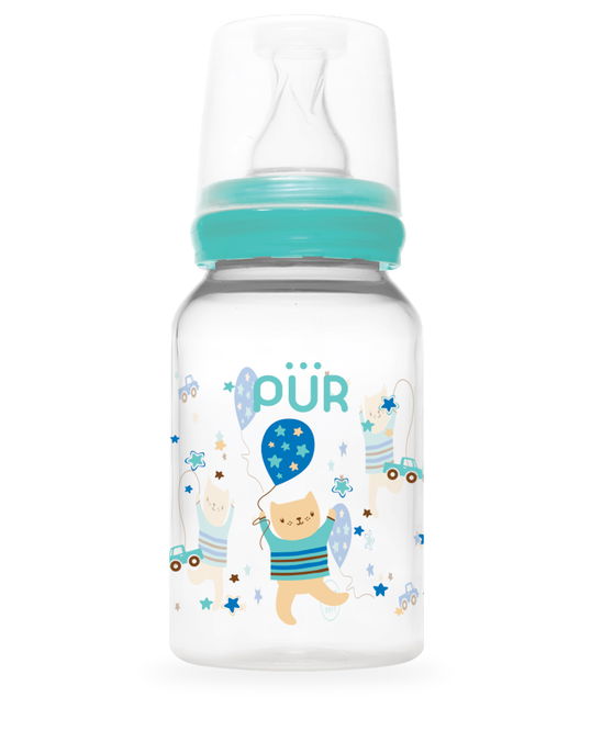 Biberon cu desen verde 0-3 luni, 125ml, PUR