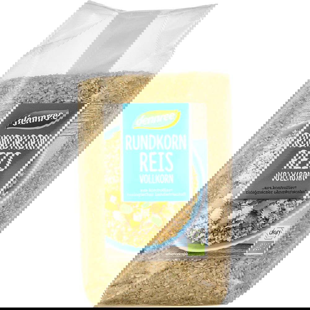 Orez eco integral cu bob rotund, 1kg, Dennree