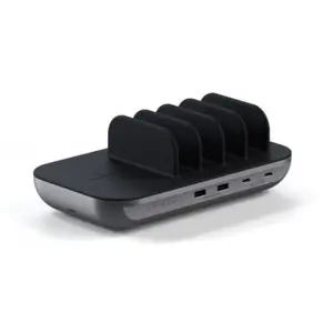 Docking Station Satechi ST-WCS5PM, 2x USB Type-C PD 20 W, 2x USB-A 12 W, Wireless, incarcator EU (Gri)