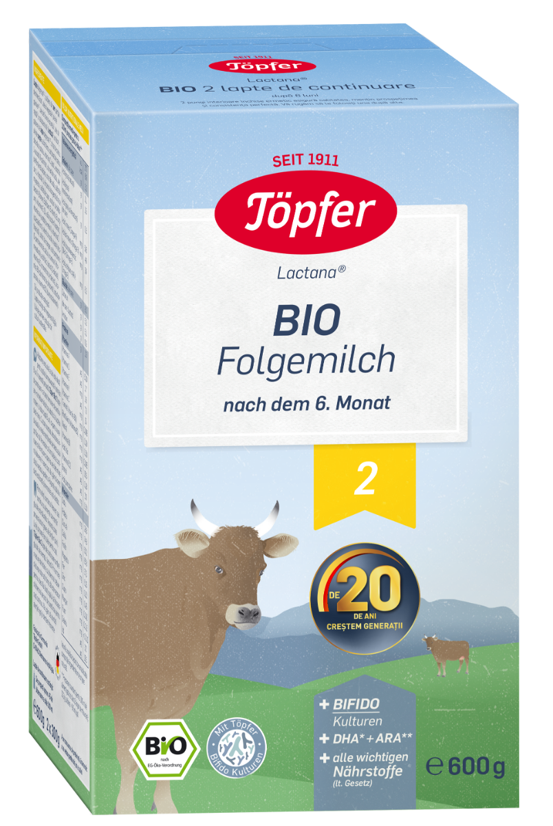 Lapte praf Bio 2 de la 6 luni, 600g, Topfer