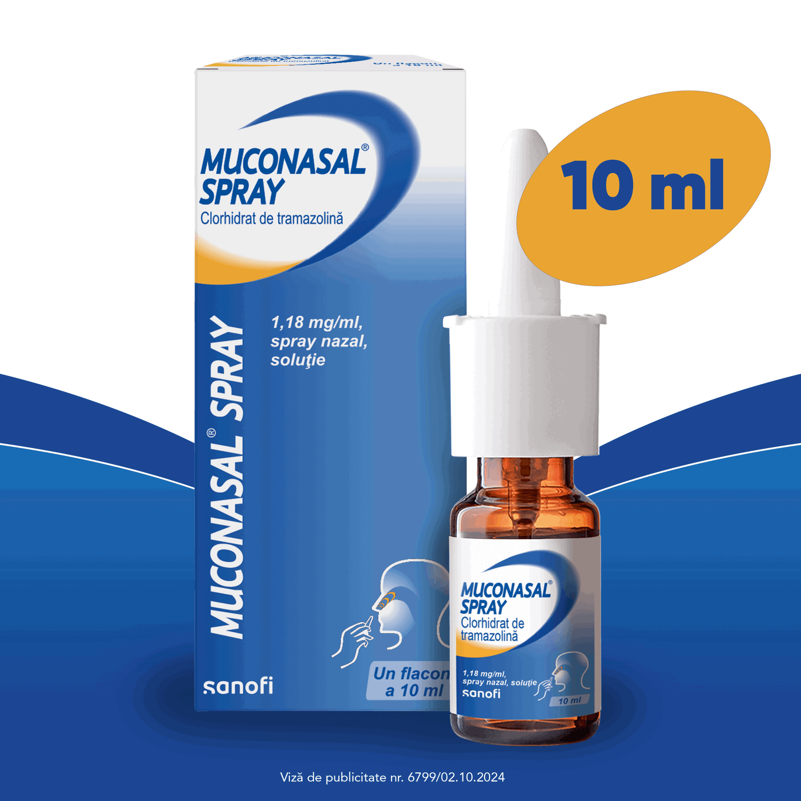 Muconasal Spray 1,18 mg/ml, 10 ml spray nazal, soluţie , Sanofi