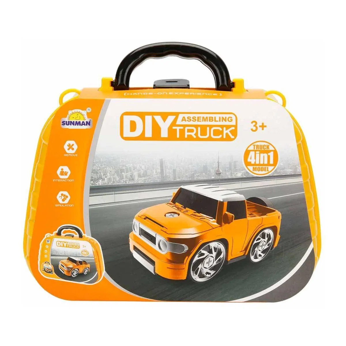 Set de constructie masini 4 in 1, Sunman, Galben