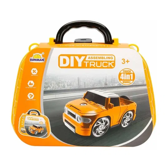 Set de constructie masini 4 in 1, Sunman, Galben