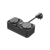 Priza inteligenta dubla pentru exterior Meross MSS620HK, Cablu 28.5 cm, Control aplicatie (Negru)