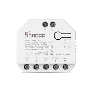 Releu Sonoff Dual R3 Lite cu 2 canale, Programari, Wi-Fi 2.4 GHz (Alb)
