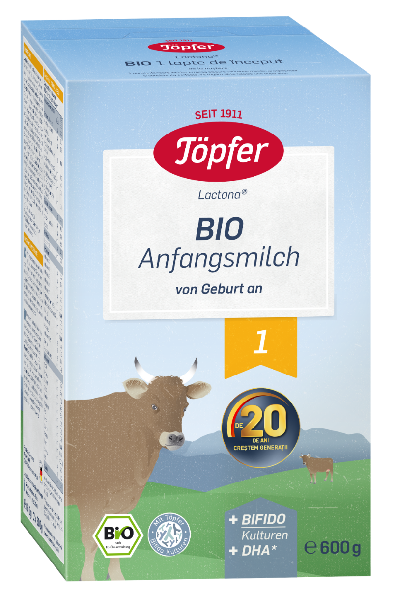 Formula lapte praf Bio 1 +0 luni, 600g, Topfer
