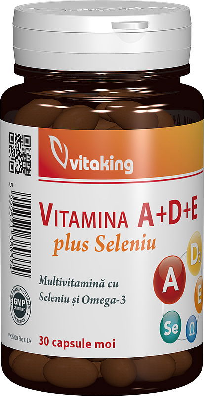 Vitamina A + D + E cu seleniu si Omega 3, 30 capsule gelatinoase, Vitaking