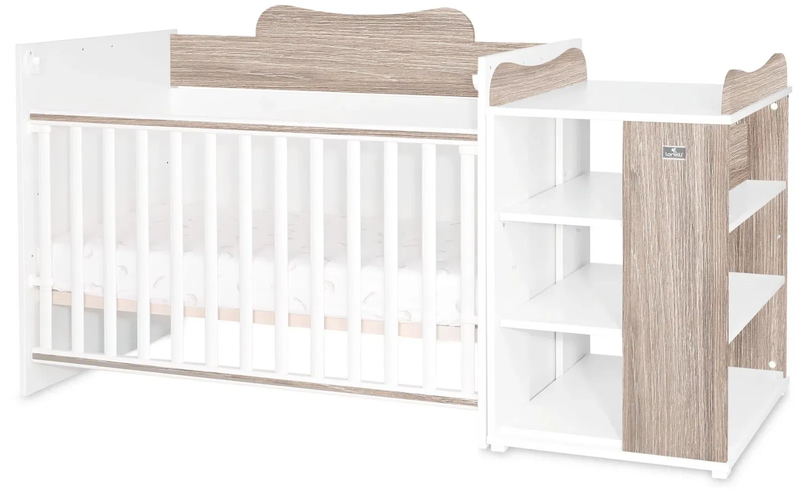 Patut modular multifunctional Lorelli, 5 configurari, diferite 190 x 72 cm, Multi White Coffe