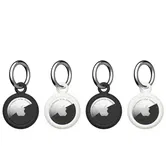 Set 4 Carcase de protectie tip breloc UAG U Dot Keychain compatibile cu Apple AirTag, Antimicrobiane (Negru/Alb)