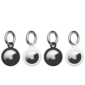 Set 4 Carcase de protectie tip breloc UAG U Dot Keychain compatibile cu Apple AirTag, Antimicrobiane (Negru/Alb)