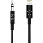 Cablu auxiliar Belkin, Lightning la Jack 3.5 mm, 80 cm, negru