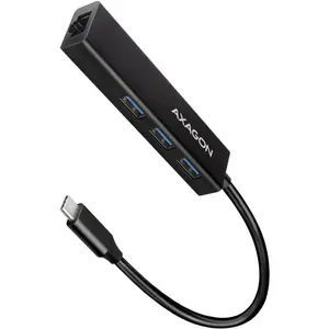 Hub USB AXAGON HMC-GL3A, 3x USB3.2 Gen 1, hub Subtire, cablu de 20 cm USB Type-C, 1 x RJ45 Gigabit