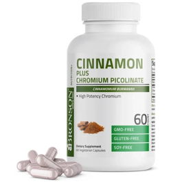 Cinnamon 2000mg Plus Chromium Picolinate, 60 capsule, Bronson Laboratories
