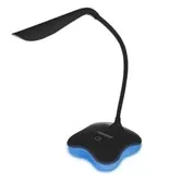 Lampa LED Esperanza Mimosa ELD105K, cu baza iluminata, brat flexibil 21 cm, alimentare duala, cablu 110 cm, 4 x AAA, Negru