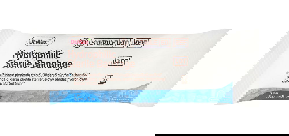 Dr. Max Bandaj Steril Hidrofil, 8 cm x 5 m