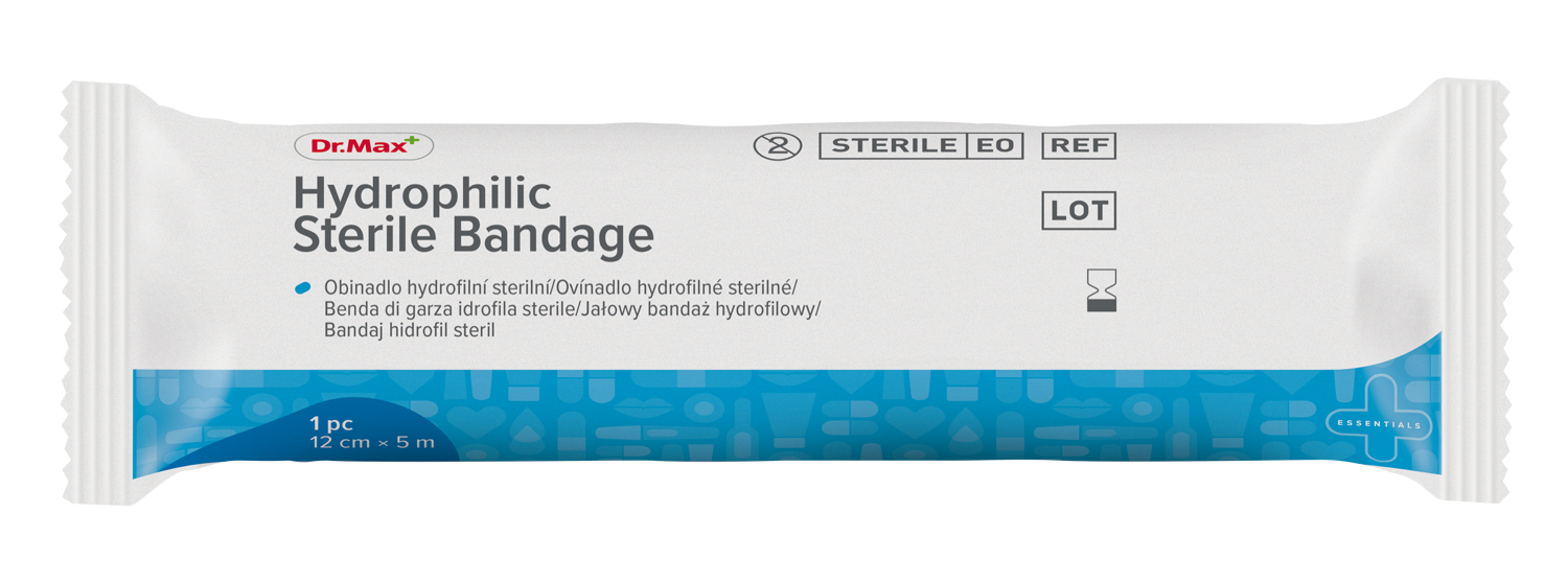 Dr. Max Bandaj Steril Hidrofil, 12 cm x 5 m