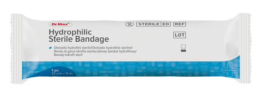 Dr. Max Bandaj Steril Hidrofil, 12 cm x 5 m