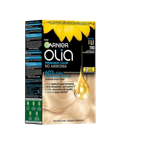Vopsea de par permanenta fara amoniac 110 Super Light Natural Blonde Olia, 174ml, Garnier