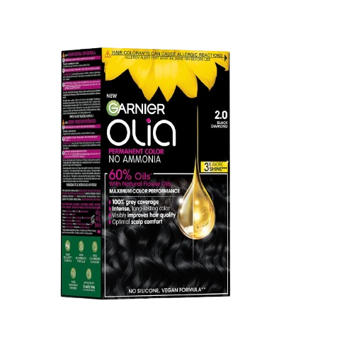 Vopsea de par permanenta fara amoniac 2.0 Black Diamond Olia, 174ml, Garnier