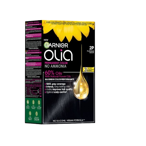 Vopsea de par permanenta fara amoniac 2P Platinum Black Olia, 174ml, Garnier