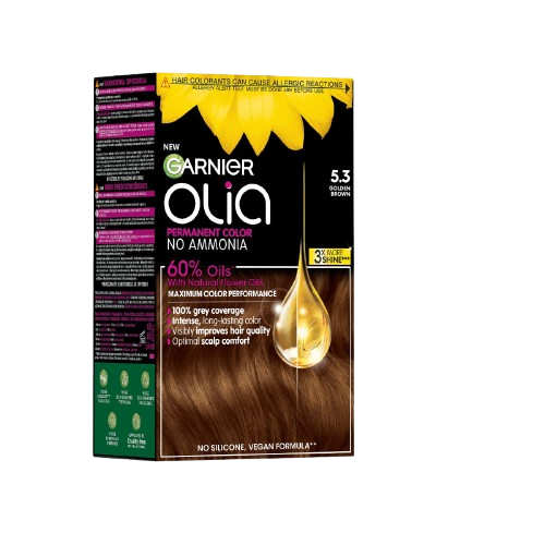 Vopsea de par permanenta fara amoniac 5.3 Golden Brown Olia, 174ml, Garnier