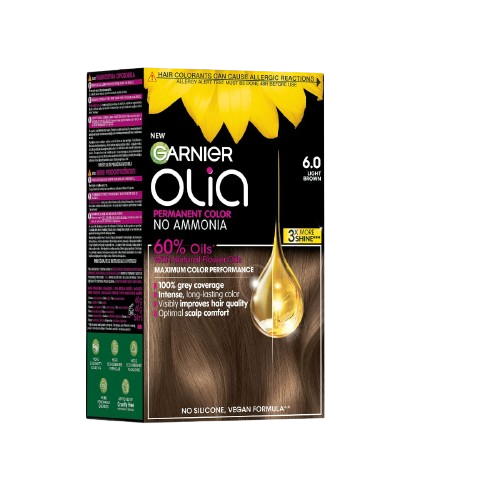 Vopsea de par permanenta fara amoniac 6.0 Light Brown Olia, 174ml, Garnier