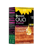 Vopsea de par permanenta fara amoniac 7.40 Intense Copper Olia, 174ml, Garnier