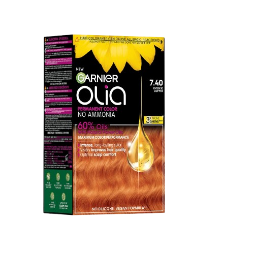 Vopsea de par permanenta fara amoniac 7.40 Intense Copper Olia, 174ml, Garnier