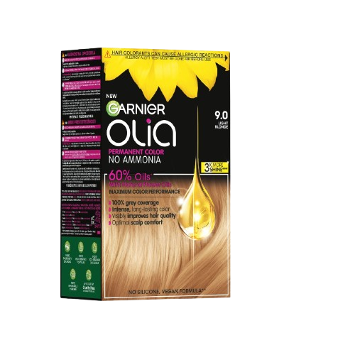Vopsea de par permanenta fara amoniac Olia 9.0 Light Blonde, 174ml, Garnier