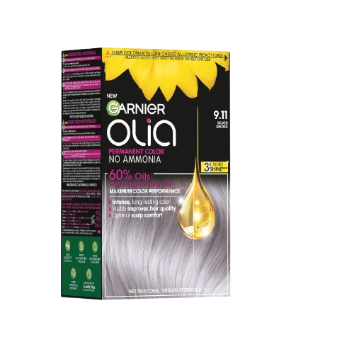 Vopsea de par permanenta fara amoniac Olia 9.11 Silver Smoke, 174ml, Garnier