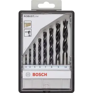 Set de 8 burghie elicoidale pentru lemn Bosch Robust Line, 3/4/5/6/7/8/9/10 mm