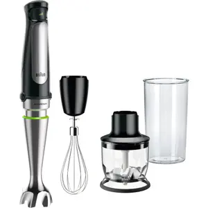 Mixer vertical Braun MQ7025X, 1000 W, Pahar gradat 0.6 l, Tocator 0.35l, Tel, viteza variabila, Negru