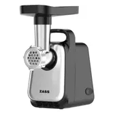 Masina de tocat carne cu accesoriu de rosii Zass ZMG 08, Putere 1300W, 1,3 kg carne/min, Reverse (Negru/Argintiu)
