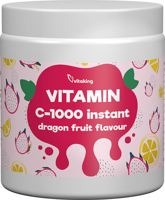 Pulbere instant de Vitamina C cu aroma de fructul dragonului, 400g, Vitaking