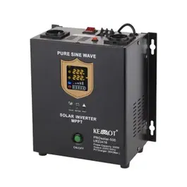 Invertor Solar, pentru panouri fotovoltaice / solare, 500W, 12V, unda pura sinusoidala, Negru