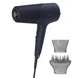 Uscator de par Philips BHD510/00, 2300W, tehnologie ThermoShield, ingrijire cu ioni, 6 setari de viteza/temperatura, difuzor, cap de coafare 11 mm, Albastru inchis metalizat