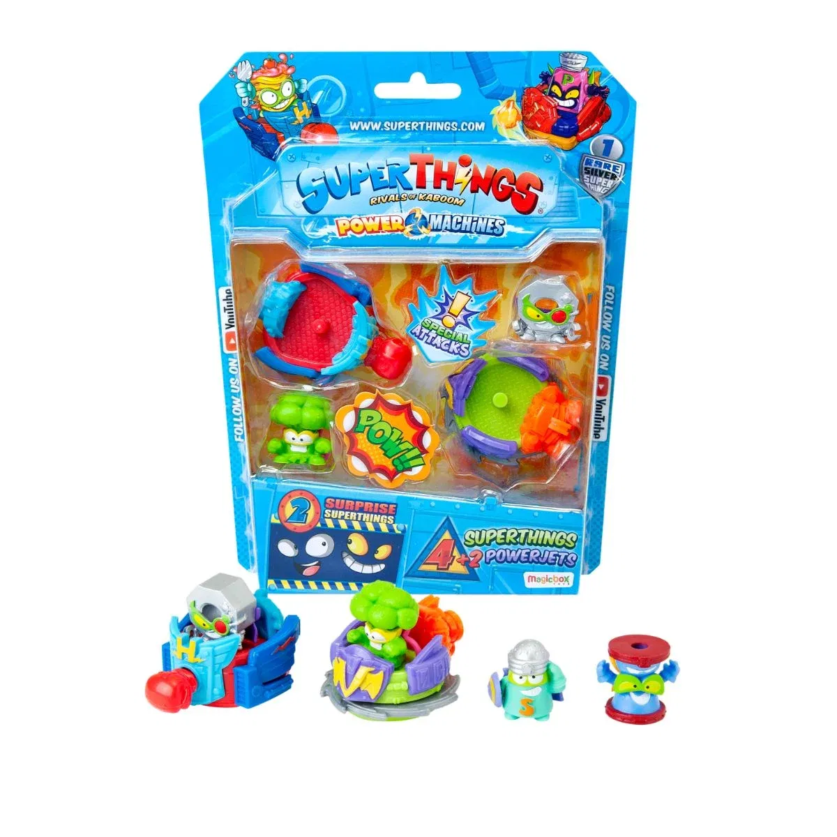 Set 4 figurine si 2 vehicule, Superthings, Power Machines