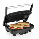Sandwich-maker Grill Panini Tristar GR-2856, 1000 W, placi nonaderente, indicator luminos, picioruse antiderapante, suprafata 28x19, Negru/Argintiu