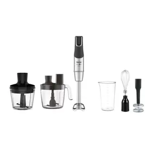 Mixer vertical Tefal InfinyForce Pro 5 în 1 HB95LD38, 1200W, tehnologie Powelix Life, tocator 500ml, pahar gradat 800ml, protectie antistropire, 5 functii, Negru/Inox