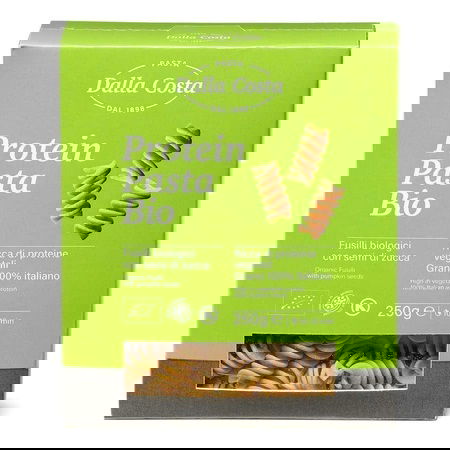 Paste proteice bio fusilli cu seminte de dovleac, 250g, Dalla Costa