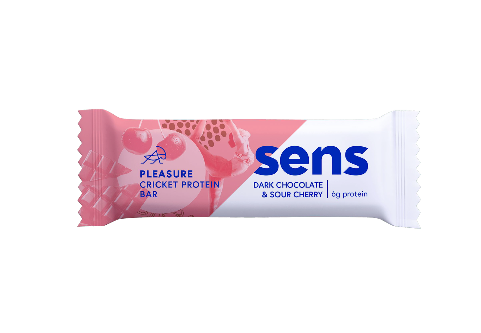 Baton proteic cu aroma de ciocolata neagra si visine Pleasure, 40g, Sens