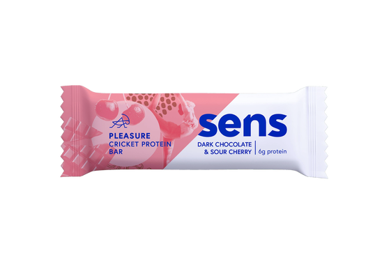 Baton proteic cu aroma de ciocolata neagra si visine Pleasure, 40g, Sens