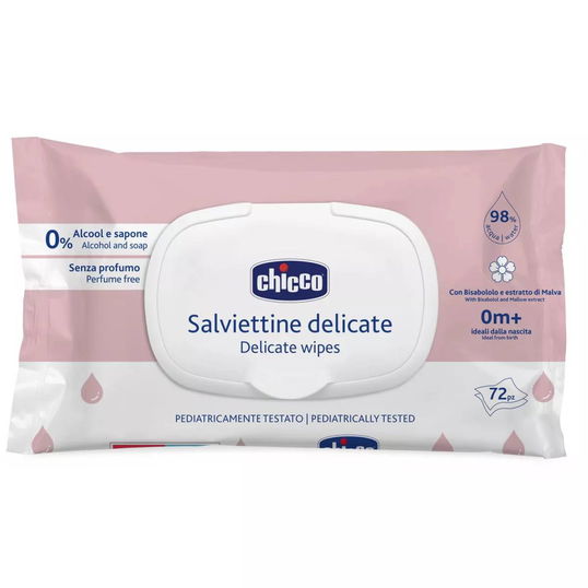 Servetele umede delicate fara alcool si sapun 0 luni+, 72 de bucati, Chicco