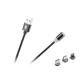 Cablu USB magnetic 3 in 1 Rebel 100 cm negru, USB-C