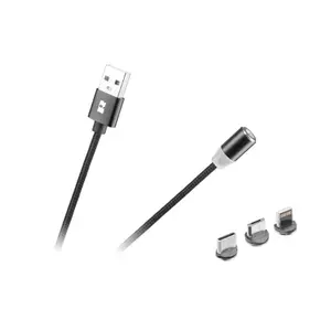 Cablu USB magnetic 3 in 1 Rebel 100 cm negru, USB-C