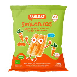 Chipsuri cu porumb naut linte si morcov Smilondas, +15 luni Bio, 25g, Smileat