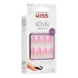 Unghii false Salon Acrylic French Color Squared, 28 bucati, Kiss